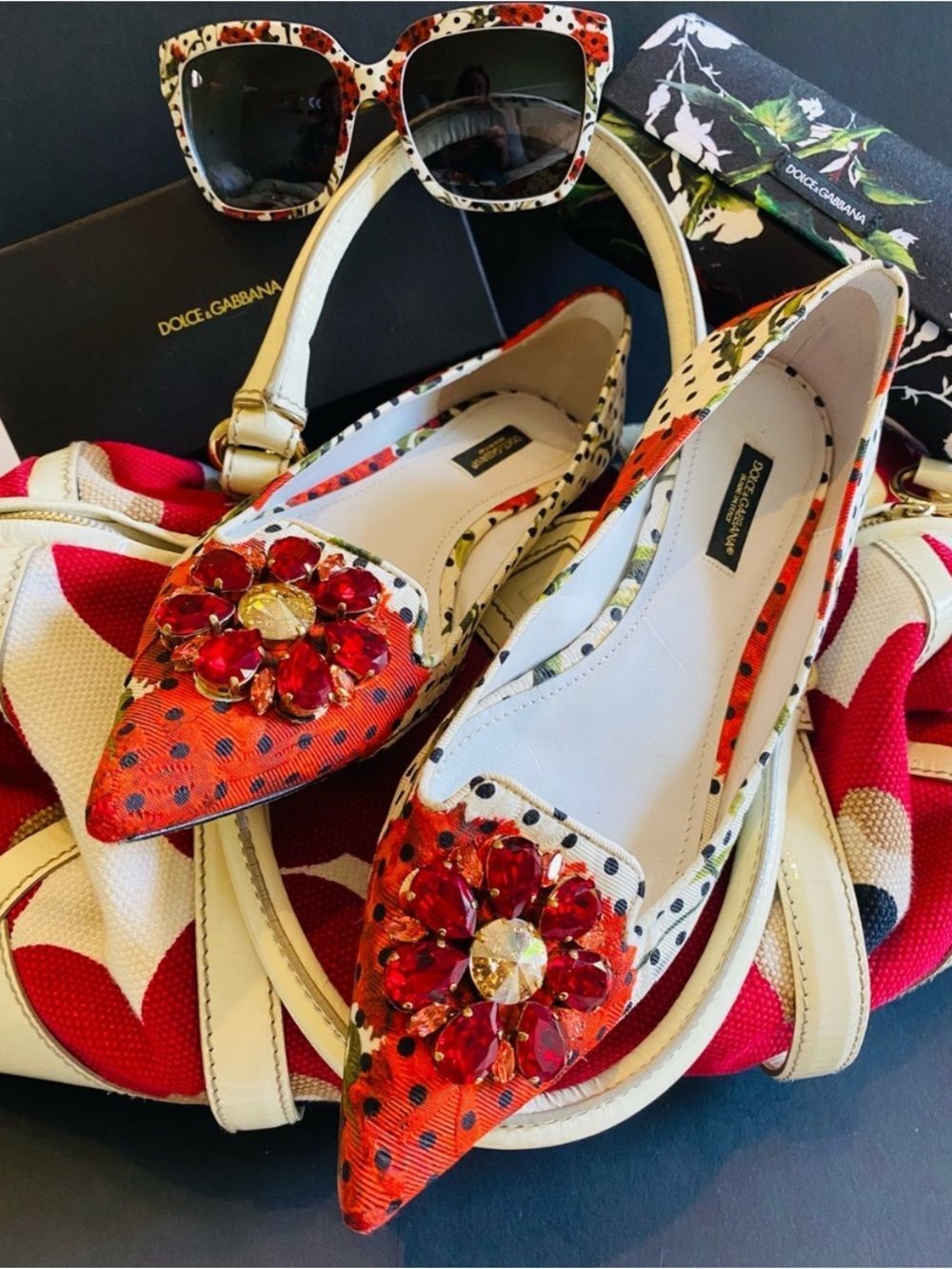 🛍️Authentic Dolce & Gabbana Taormina Crystal Embellished Flats Size 38/US 8